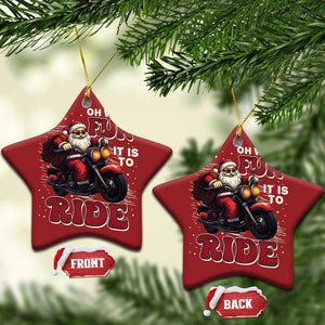 Biker Santa Claus Christmas Ornament Oh What Fun It Is To Ride Motorcycle Xmas TS02 Star Red Print Your Wear