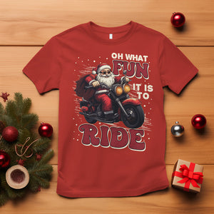 Santa Claus Biker T Shirt Oh What Fun It Is To Ride Motorcycle Christmas TS02 Red Printyourwear