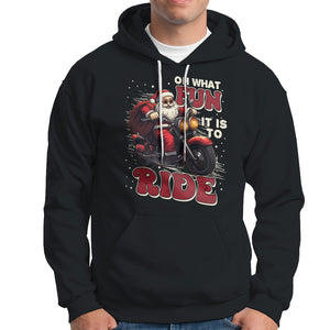 Santa Claus Biker Hoodie Oh What Fun It Is To Ride Motorcycle Christmas TS02 Black Printyourwear