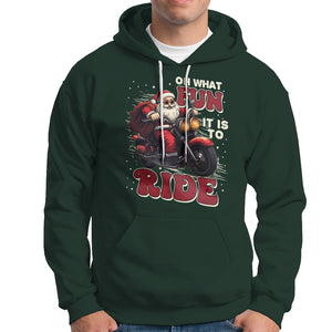 Santa Claus Biker Hoodie Oh What Fun It Is To Ride Motorcycle Christmas TS02 Dark Forest Green Printyourwear