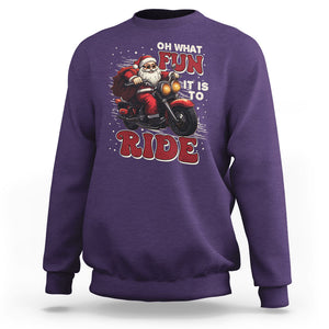 Santa Claus Biker Sweatshirt Oh What Fun It Is To Ride Motorcycle Christmas TS02 Purple Printyourwear