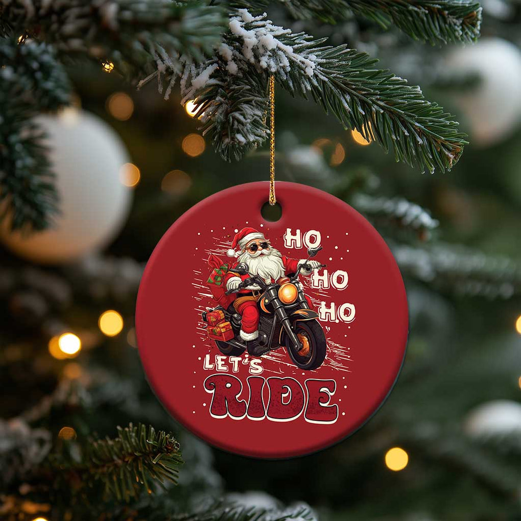 Biker Santa Claus Christmas Ornament Ho Ho Ho Let's Ride Xmas TS02 Print Your Wear