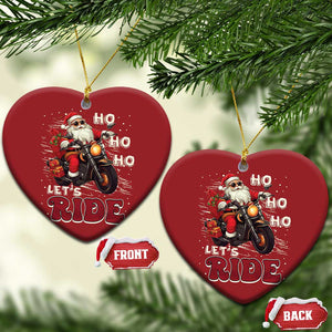 Biker Santa Claus Christmas Ornament Ho Ho Ho Let's Ride Xmas TS02 Heart Red Print Your Wear