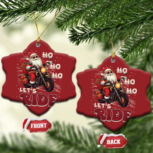 Biker Santa Claus Christmas Ornament Ho Ho Ho Let's Ride Xmas TS02 Snow Flake Red Print Your Wear