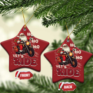 Biker Santa Claus Christmas Ornament Ho Ho Ho Let's Ride Xmas TS02 Star Red Print Your Wear