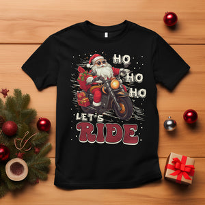 Santa Claus Biker T Shirt Ho Ho Ho Let's Ride Christmas TS02 Black Printyourwear