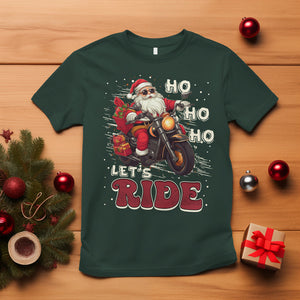 Santa Claus Biker T Shirt Ho Ho Ho Let's Ride Christmas TS02 Dark Forest Green Printyourwear