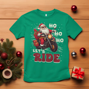 Santa Claus Biker T Shirt Ho Ho Ho Let's Ride Christmas TS02 Irish Green Printyourwear