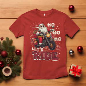 Santa Claus Biker T Shirt Ho Ho Ho Let's Ride Christmas TS02 Red Printyourwear