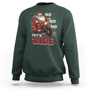 Santa Claus Biker Sweatshirt Ho Ho Ho Let's Ride Christmas TS02 Dark Forest Green Printyourwear