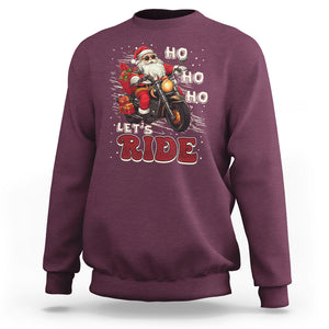 Santa Claus Biker Sweatshirt Ho Ho Ho Let's Ride Christmas TS02 Maroon Printyourwear