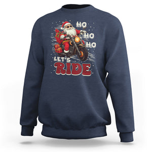 Santa Claus Biker Sweatshirt Ho Ho Ho Let's Ride Christmas TS02 Navy Printyourwear