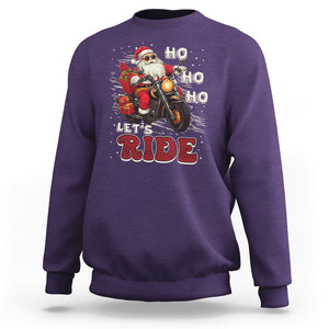 Santa Claus Biker Sweatshirt Ho Ho Ho Let's Ride Christmas TS02 Purple Printyourwear