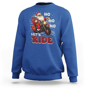 Santa Claus Biker Sweatshirt Ho Ho Ho Let's Ride Christmas TS02 Royal Blue Printyourwear