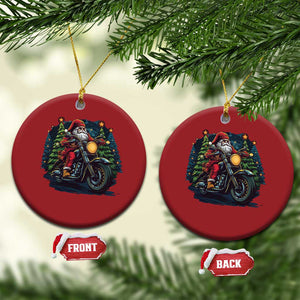 Biker Santa Claus Christmas Ornament Riding Motorcycle Christmas TS02 Circle Red Print Your Wear