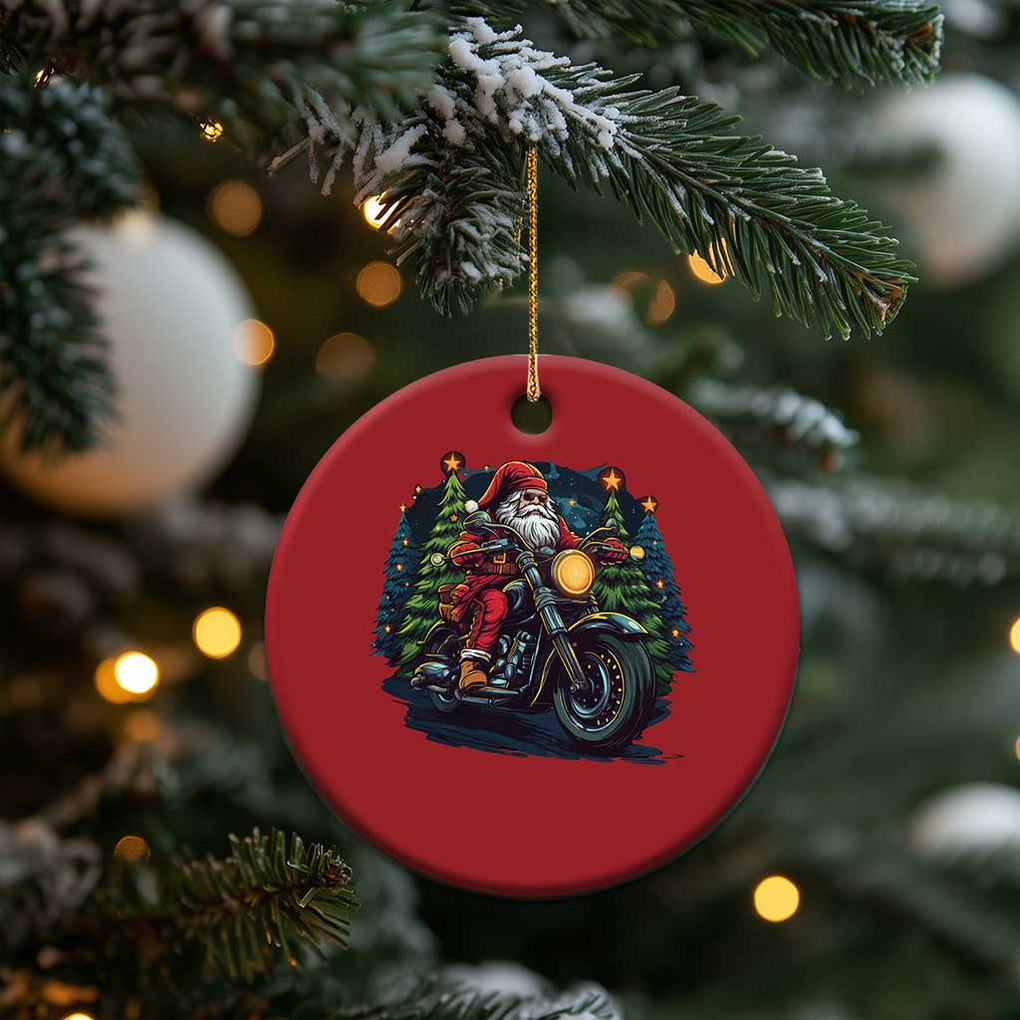 Biker Santa Claus Christmas Ornament Riding Motorcycle Christmas TS02 Print Your Wear