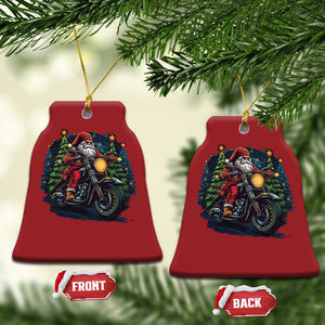 Biker Santa Claus Christmas Ornament Riding Motorcycle Christmas TS02 Bell Flake Red Print Your Wear