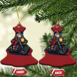 Biker Santa Claus Christmas Ornament Riding Motorcycle Christmas TS02 Christmas Tree Red Print Your Wear