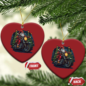 Biker Santa Claus Christmas Ornament Riding Motorcycle Christmas TS02 Heart Red Print Your Wear