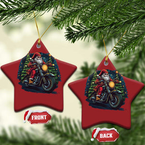 Biker Santa Claus Christmas Ornament Riding Motorcycle Christmas TS02 Star Red Print Your Wear