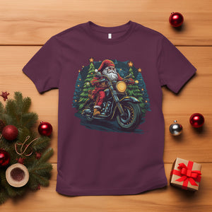 Santa Claus Biker T Shirt Riding Motorcycle Christmas TS02 Maroon Printyourwear