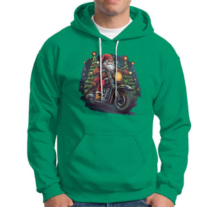 Santa Claus Biker Hoodie Riding Motorcycle Christmas TS02 Irish Green Printyourwear