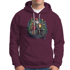 Santa Claus Biker Hoodie Riding Motorcycle Christmas TS02 Maroon Printyourwear