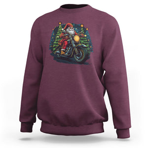 Santa Claus Biker Sweatshirt Riding Motorcycle Christmas TS02 Maroon Printyourwear