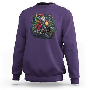 Santa Claus Biker Sweatshirt Riding Motorcycle Christmas TS02 Purple Printyourwear