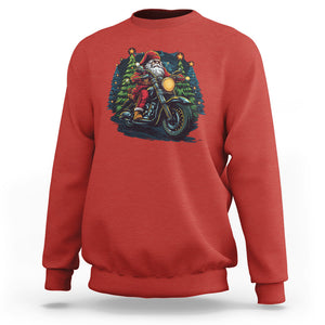 Santa Claus Biker Sweatshirt Riding Motorcycle Christmas TS02 Red Printyourwear