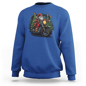 Santa Claus Biker Sweatshirt Riding Motorcycle Christmas TS02 Royal Blue Printyourwear