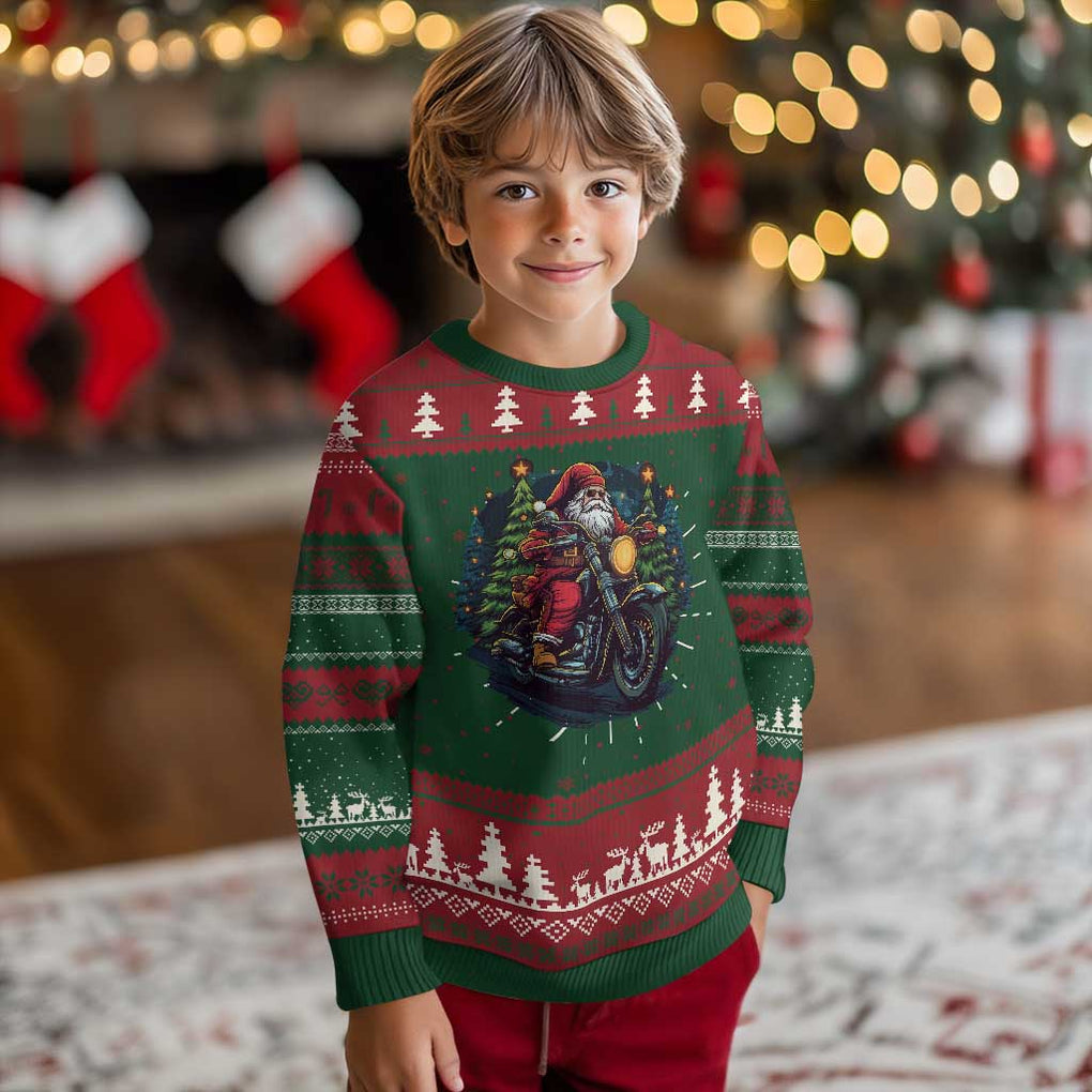 Biker Santa Claus Ugly Christmas Sweater Riding Motorcycle Christmas TS02 Christmas Print Your Wear