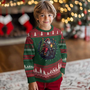 Biker Santa Claus Ugly Christmas Sweater Riding Motorcycle Christmas TS02 Christmas Print Your Wear
