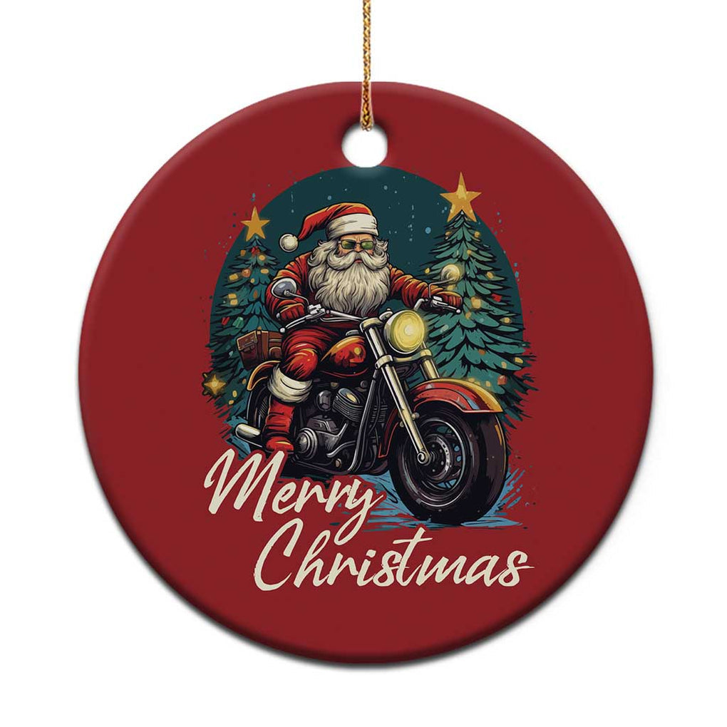 Biker Santa Claus Christmas Ornament Merry Xmas Riding Motorcycle TS02 Print Your Wear