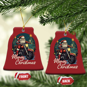 Biker Santa Claus Christmas Ornament Merry Xmas Riding Motorcycle TS02 Bell Flake Red Print Your Wear