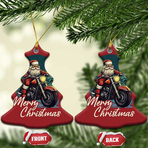 Biker Santa Claus Christmas Ornament Merry Xmas Riding Motorcycle TS02 Christmas Tree Red Print Your Wear