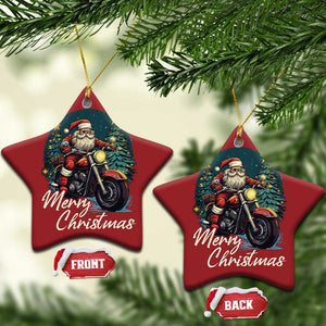 Biker Santa Claus Christmas Ornament Merry Xmas Riding Motorcycle TS02 Star Red Print Your Wear