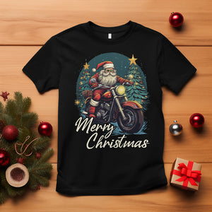 Santa Claus Biker T Shirt Merry Christmas Riding Motorcycle TS02 Black Printyourwear