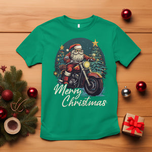 Santa Claus Biker T Shirt Merry Christmas Riding Motorcycle TS02 Irish Green Printyourwear