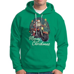 Santa Claus Biker Hoodie Merry Christmas Riding Motorcycle TS02 Irish Green Printyourwear