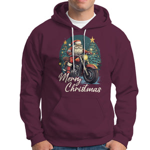 Santa Claus Biker Hoodie Merry Christmas Riding Motorcycle TS02 Maroon Printyourwear