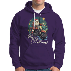 Santa Claus Biker Hoodie Merry Christmas Riding Motorcycle TS02 Purple Printyourwear