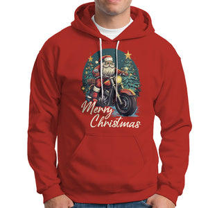 Santa Claus Biker Hoodie Merry Christmas Riding Motorcycle TS02 Red Printyourwear