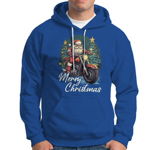 Santa Claus Biker Hoodie Merry Christmas Riding Motorcycle TS02 Royal Blue Printyourwear