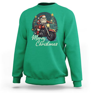 Santa Claus Biker Sweatshirt Merry Christmas Riding Motorcycle TS02 Irish Green Printyourwear