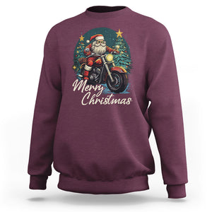 Santa Claus Biker Sweatshirt Merry Christmas Riding Motorcycle TS02 Maroon Printyourwear