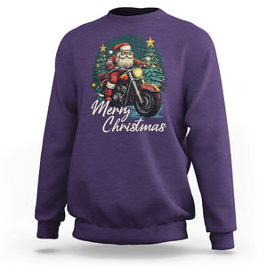 Santa Claus Biker Sweatshirt Merry Christmas Riding Motorcycle TS02 Purple Printyourwear