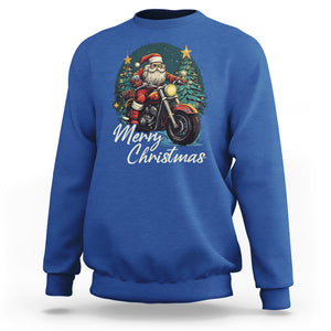 Santa Claus Biker Sweatshirt Merry Christmas Riding Motorcycle TS02 Royal Blue Printyourwear