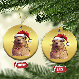 Capybara Christmas Christmas Ornament Funny Santa Capy Meme Xmas Vibe TS02 Circle Gold Print Your Wear