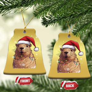 Capybara Christmas Christmas Ornament Funny Santa Capy Meme Xmas Vibe TS02 Bell Flake Gold Print Your Wear